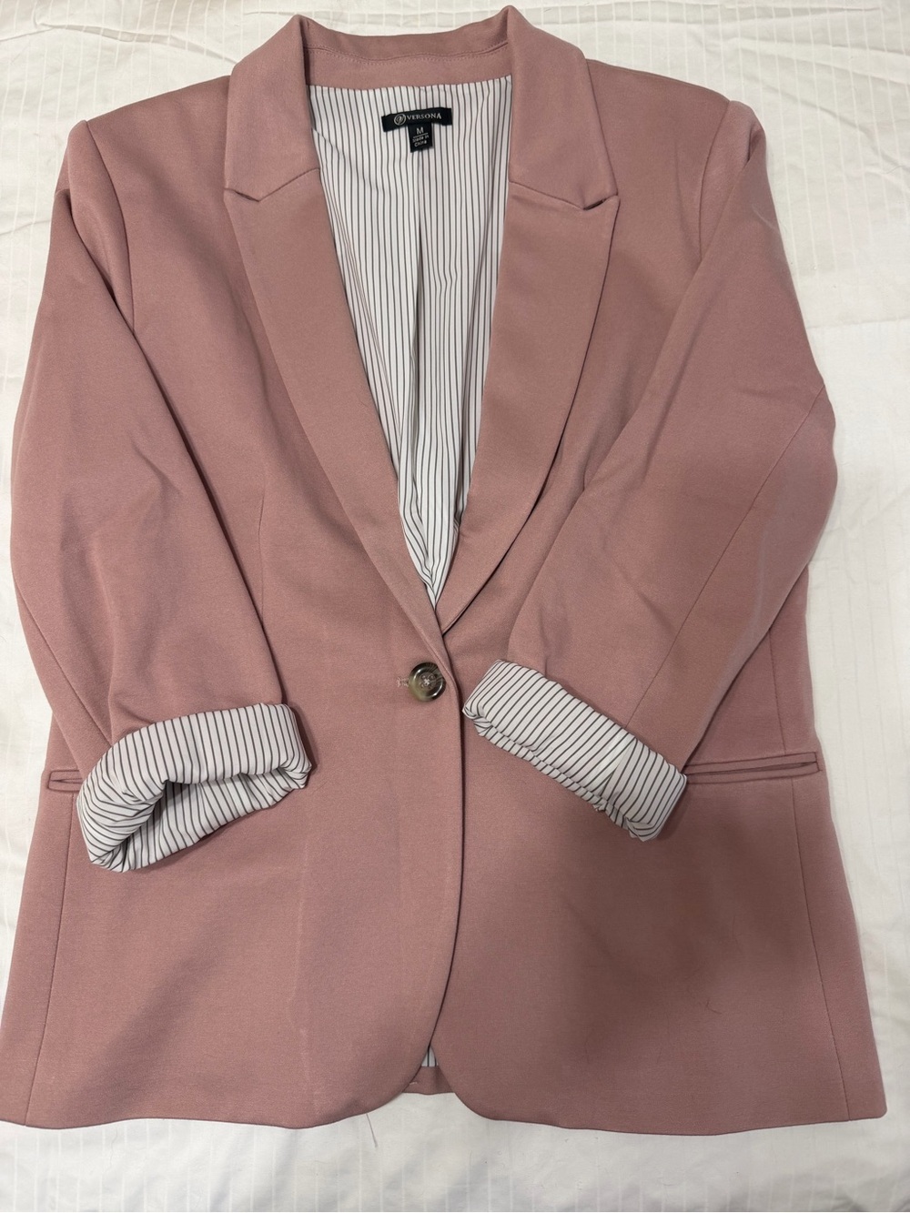 Versona Dusty Rose Blazer with Striped Lining